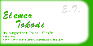 elemer tokodi business card