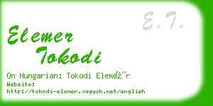 elemer tokodi business card